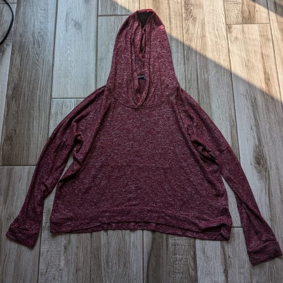 Don’t Ask Why Women’s Burgundy Marled Hooded Long Sleeve Top One Size - Picture 1 of 4